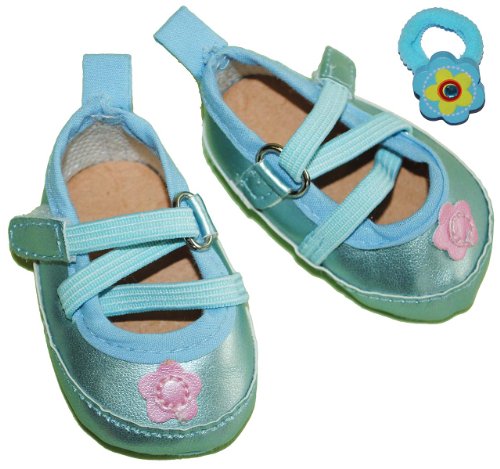 alles-meine.de GmbH Puppen Ballerina blau Schuhe für Gr. 38-45 cm Puppe 7,3 cm lang mit Pinker - incl. Haargummi für die Puppe - Puppenschuhe Schuh Puppenschuh von alles-meine.de GmbH