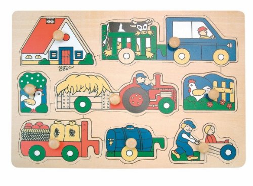 alles-meine.de GmbH Puzzle m. Griffe STECKPUZZLE 8 TLG. Farm Holz Holzspielzeug Kinderland von alles-meine.de GmbH