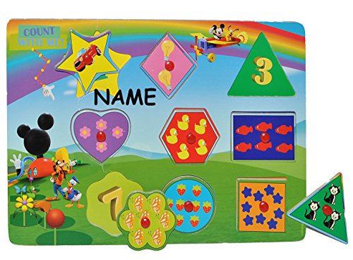 alles-meine.de GmbH Puzzle mit Griffen - Holzpuzzle/Legespiel - Mickey Maus incl. Namen - Zahlen + Zählen/Griffe Griff - für Kinder Steckpuzzle - Formenpuzzle/Farbenpuzzle .. von alles-meine.de GmbH