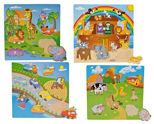 alles-meine.de GmbH Puzzle mit Griffen - Holzpuzzle - Haustiere Tiere Tier Bauernhof Pferd Schaf Griffe Griff - für Kinder Steckpuzzle von alles-meine.de GmbH