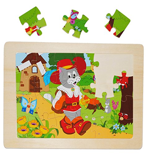 alles-meine.de GmbH Rahmenpuzzle aus Holz - 24 Teile - Märchen der gestiefelte Kater - große Holzpuzzle - Motorikspiel - Motorik - Steckpuzzle Puzzle - für Kinder/Mädchen J.. von alles-meine.de GmbH