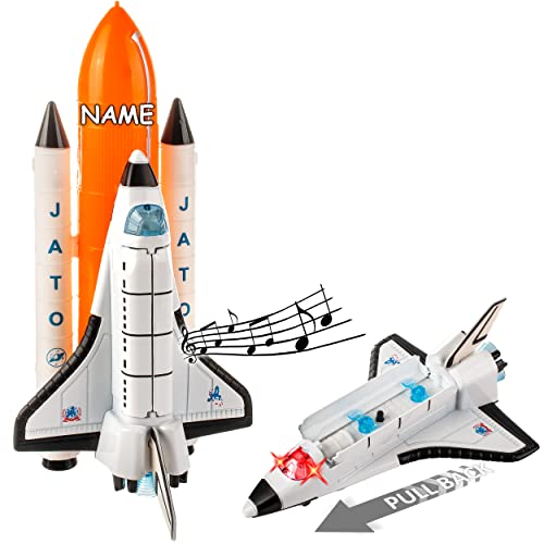 alles-meine.de GmbH Raumschiff & Space Shuttle mit Licht & Sound inkl. Name - Schwungrad Antrieb - bewegliche Räder - aus Metall & Kunststoff - Spielzeugrakete - Fahren - Auf.. von alles-meine.de GmbH