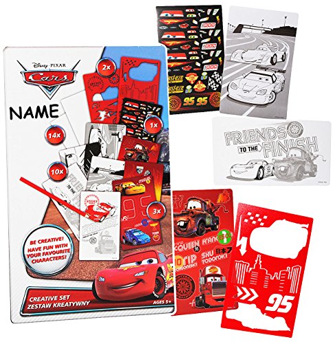 alles-meine.de GmbH Schablonen + Malset/Malbuch - Cars/Lightning McQueen - incl. Name - Sticker/Aufkleber + Motiv Papierbögen - für Jungen Kinder Malschablonen - Malbüc.. von alles-meine.de GmbH