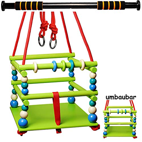 alles-meine.de GmbH Schaukel Farb & Modellwahl Set: Türstange + Holz Schaukel - Kinderschaukel mit Gurt - grün türkis blau - Gitterschaukel/Leichter Einstieg ! - Hess - mit.. von alles-meine.de GmbH