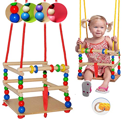 alles-meine.de GmbH Schaukel aus Holz - mit Gurt - Gitterschaukel/Kinderschaukel - mitwachsend & verstellbar - Holzschaukel - Leichter Einstieg ! - Babyschaukel - verstellbare .. von alles-meine.de GmbH