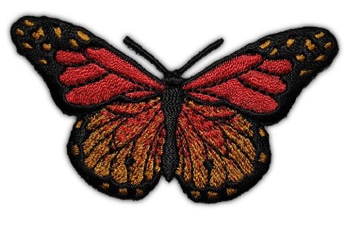 alles-meine.de GmbH Schmetterling 7,7 cm * 4,3 cm Bügelbild Aufnäher Applikation rot schwarz gelb von alles-meine.de GmbH