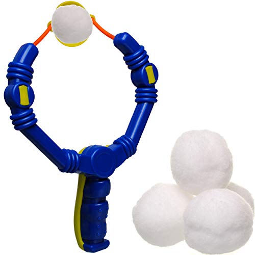 alles-meine.de GmbH Schneeballschleuder & 4 weiße Schneebälle - Ø 6 cm - Innen & Außen - Spielzeug - Schleuder Katapult - zum Spielen - knirschen wie echter Schnee - Stoff-Watte .. von alles-meine.de GmbH