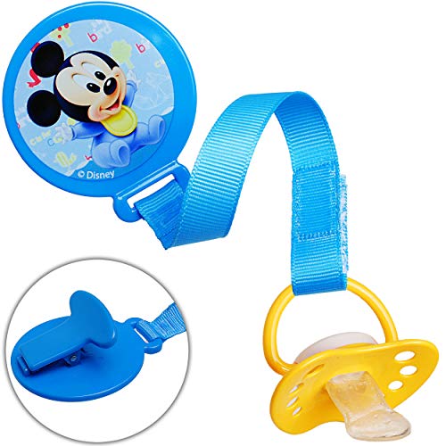 alles-meine.de GmbH Schnullerkette/Schnullerhalter - mit Clip & Stoffband - - Mickey Mouse - BPA frei - Klett - blau Kette - Stoff - Schnuller - Spielzeughalter/Schnullerband.. von alles-meine.de GmbH