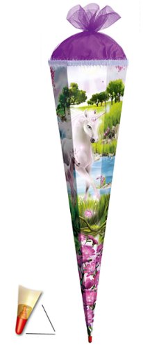 Schultüte - Einhorn 22 cm - mit Tüllabschluß - Zuckertüte Roth rund Mädchen von alles-meine.de GmbH