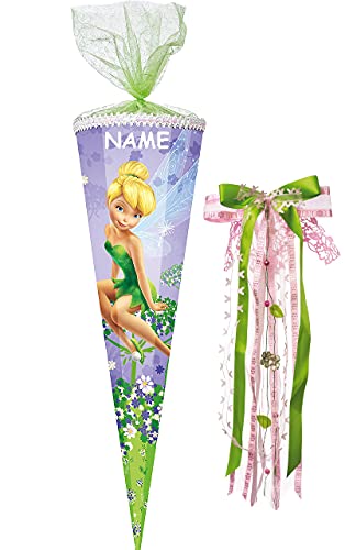 alles-meine.de GmbH Schultüte - Fairies - Fee Tinkerbell - 22 bis 100 cm - eckig - incl. Namen und große Schleife - Organza - Chiffonabschluß - Zuckertüte - mit/ohne Kunststoff.. von alles-meine.de GmbH