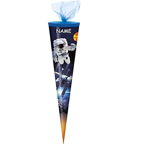 alles-meine.de GmbH Schultüte Größe + Motiv wählbar inkl. Name - rund - Zuckertüte - Tüllabschluß - Junge - Astronaut Weltraum Weltall Raumschiff Rakete Sterne Raumfahrt Shut.. von alles-meine.de GmbH