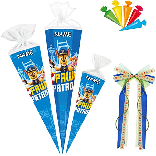 alles-meine.de GmbH Schultüte - Paw Patrool 35-100 cm Größe wählbar inkl. Name + Bänder Schleife + 5 kleine Zuckertüten - Zuckertüte - Tüllabschluß/Filzabschluß - eckig.. von alles-meine.de GmbH