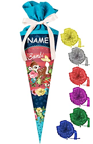 alles-meine.de GmbH Schultüte - - REH Bambi - 35 cm - rund - incl. Namen und Schleife - mit Tüllabschluß - Zuckertüte - mit/ohne Kunststoff Spitze - für Jungen & Mädchen / .. von alles-meine.de GmbH