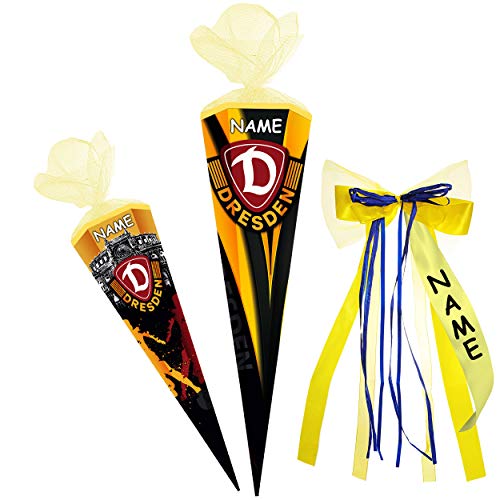 alles-meine.de GmbH Schultüte - SG Dynamo Dresden/SGD Fußball - 50 cm - 6 eckig - incl. Name und individueller großer Schleife - Tüllabschluß - Zuckertüte - mit/ohne Kunststo.. von alles-meine.de GmbH