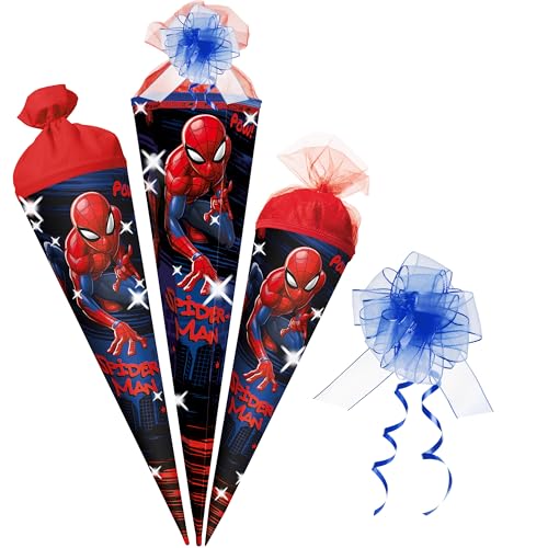 alles-meine.de GmbH Schultüte - Spiderman - 35-100 cm - Größe wählbar - Holzspitze wählbar - inkl. Tüll Schleife - Zuckertüte - Tüll - oder Filzabschluß - eckig/rund - klein .. von alles-meine.de GmbH