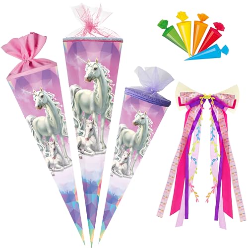 alles-meine.de GmbH Schultüte - mit Strass Perlen ! - Einhorn & Fohlen - 35-100 cm - Größe wählbar - inkl. Schleife + 5 kleine Zuckertüten - Zuckertüte - Tüllabschluß - Filzabs.. von alles-meine.de GmbH