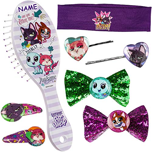 alles-meine.de GmbH Set Haarbürste + Haarschmuck - Littlest Pet Shop - inkl. Name - Kinderschmuck - für Mädchen/Kinder - Schmuck Haarschmuck - Haarband/Stirnband - Haargumm.. von alles-meine.de GmbH