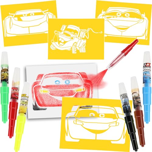 alles-meine.de GmbH Set Pustestifte/Zauberstifte + Schablonen - Cars - Auto - Kinder Air Brush Airbrush Zauberstift Blo Blow Pens Blopens Zauberstift Schablone Stiften Filzst.. von alles-meine.de GmbH