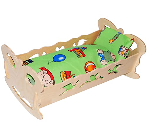 alles-meine.de GmbH Set: Puppenwiege/Puppenbett - Schmetterling - Jungen Farben - aus Naturholz - für Puppen - incl. Bettzeug - Decke & Kopfkissen - Holz Wiege Kinderbett B.. von alles-meine.de GmbH