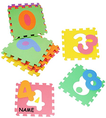 alles-meine.de GmbH Set: Puzzle Teppich aus Moosgummi - 10 Matten & Zahlen von 0-9 - incl. Name - zum puzzeln/Puzzleteppich Eva - Spieleteppich Puzzlematte - Spielmatte Kinde.. von alles-meine.de GmbH