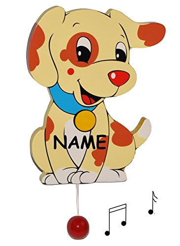 alles-meine.de GmbH Spieluhr aus massiven Holz - Hund incl. Name Wiegenlied - Guten Abend Gute Nacht - Musikspieluhr für Kinder mit Spielwerk - Wand/als Wandbild - Tier - M.. von alles-meine.de GmbH