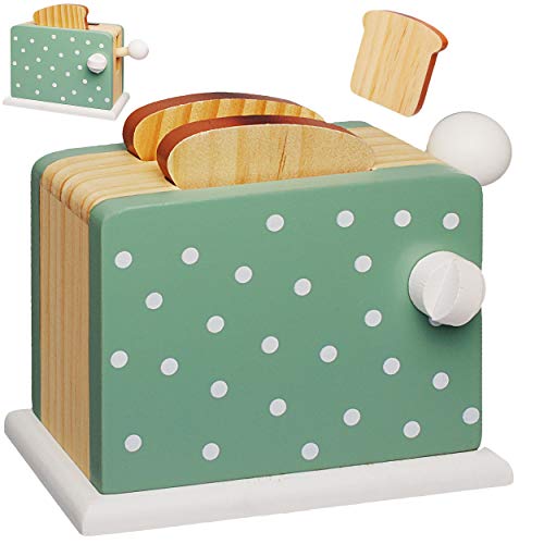 alles-meine.de GmbH Spielzeug Toaster mit 2 Toastscheiben - aus Holz - beweglich & wirklich funktionierend - Pop up - Spiel Küche - Zubehör Deko - Kinderküche - Weißbrotscheiben .. von alles-meine.de GmbH