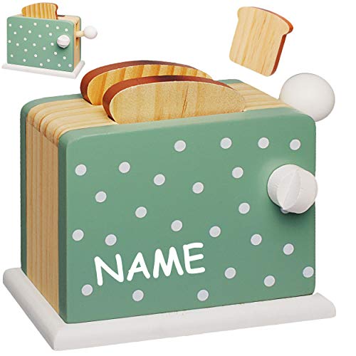 alles-meine.de GmbH Spielzeug Toaster mit 2 Toastscheiben - aus Holz - inkl. Name - beweglich & wirklich funktionierend - Pop up - Spiel Küche - Zubehör Deko - Kinderküche - Weiß.. von alles-meine.de GmbH