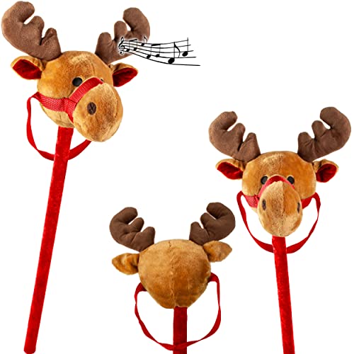 alles-meine.de GmbH Steckenpferd singendes - Rentier - mit Sound + Musik - 95 cm - aus Stoff/Plüsch - Plüschtier - Stockpferd/Steckenpferd - Weihnachtsmann/Weihnachtselch.. von alles-meine.de GmbH