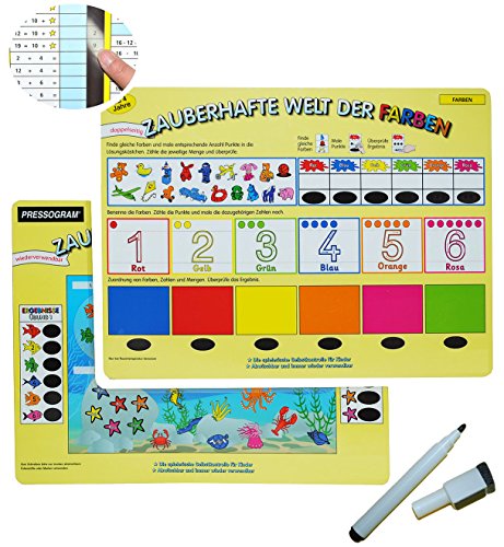 alles-meine.de GmbH Stift + Pressogramm: schreib und wisch Weg - Welt der Farben/Farbe Lernen + Zahlen Zählen - zum Rechnen Mathematik - Vorschule Kindergarten üben/Übungsbla von alles-meine.de GmbH