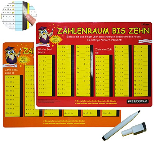 alles-meine.de GmbH Stift + Pressogramm: schreib und wisch Weg - Zahlen bis 20 Subtrahieren, Addieren + Minus Plus - zum Rechnen Mathematik - Vorschule + 1. Klasse - üben Lernen von alles-meine.de GmbH