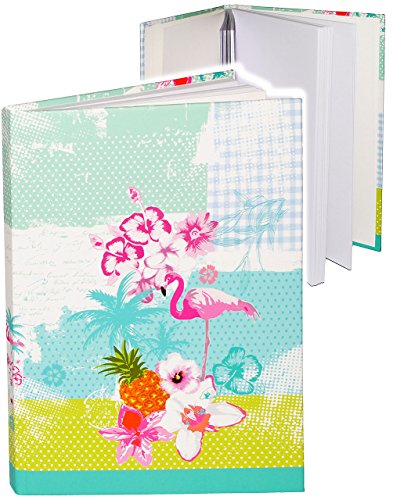 alles-meine.de GmbH Tagebuch/Reisetagebuch/Notizbuch - Flamingo & Hibiskus Blume - Hawaii - A5 blanko weiß - Dickes Buch gebunden - 200 Seiten - Hardcover - Mädchen Junge.. von alles-meine.de GmbH