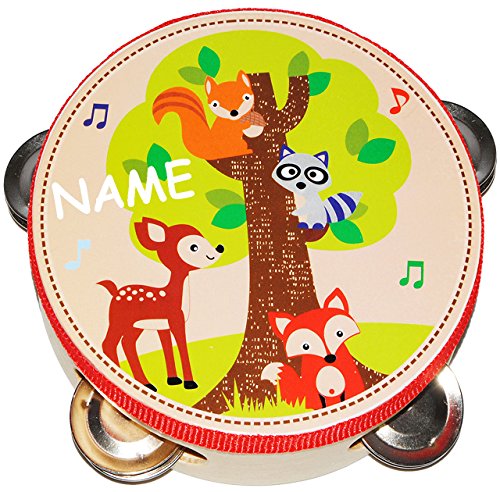 alles-meine.de GmbH Tamburin - aus Holz - Waldtiere - Fuchs & REH - incl. Name - mit Metall Schellen/für Kinder & Erwachsene - Perkussion - Tambourin - Handtrommel - Musiki.. von alles-meine.de GmbH