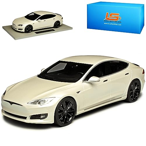 alles-meine.de GmbH Tesla Model S Weiss Metallic Ab 2012 Version Ab Facelift 2016 limitiert 1 von 250 Stück 1/18 LS Collectibles Modell Auto mit individiuellem Wunschkennzeichen von alles-meine.de GmbH