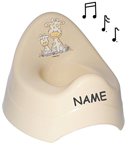 alles-meine.de GmbH Töpfchen/Nachttopf - mit Musik & Sound - groß - mit großer Lehne + Spritzschutz incl. Namen - Giraffe - Creme - Babytöpfchen/Kindertopf/Lerntöpfchen.. von alles-meine.de GmbH