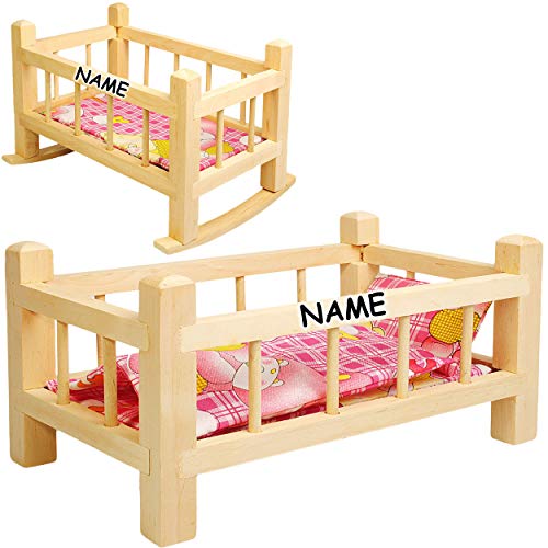 alles-meine.de GmbH UMBAUBAR - großes Holz - Puppenbett & Puppenwiege - inkl. Name - 43 cm groß - mit Bettzeug - aus Naturholz - Holzwiege Schaukelbett - für Puppen groß - Bett H.. von alles-meine.de GmbH