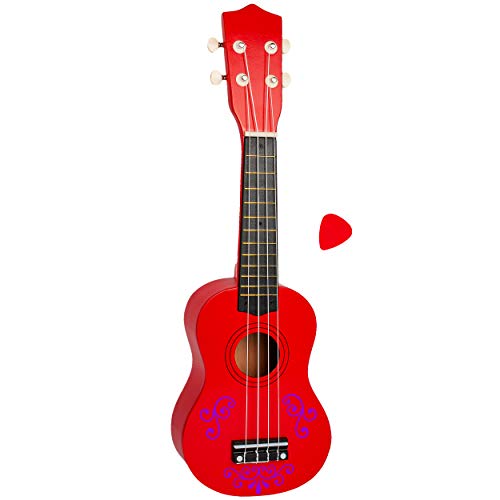 alles-meine.de GmbH Ukulele - aus Holz - Motiv & Farbwahl - rot & Ranken lila - violett - 55 cm / 21 inch - Klassik - akustische - Kinder & Erwachsene - mit Plektrum - 4 Saiten /.. von alles-meine.de GmbH