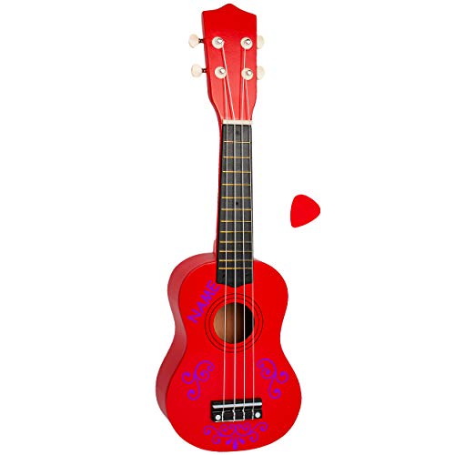 alles-meine.de GmbH Ukulele - aus Holz - Motiv & Farbwahl - rot & Ranken lila - violett - inkl. Name - 55 cm / 21 inch - Klassik - akustische - Kinder & Erwachsene - mit Plektrum.. von alles-meine.de GmbH