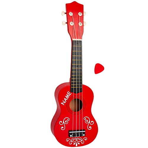 alles-meine.de GmbH Ukulele - aus Holz - Motiv & Farbwahl - rot & Ranken weiß - inkl. Name - 55 cm / 21 inch - Klassik - akustische - Kinder & Erwachsene - mit Plektrum - 4 Saite.. von alles-meine.de GmbH