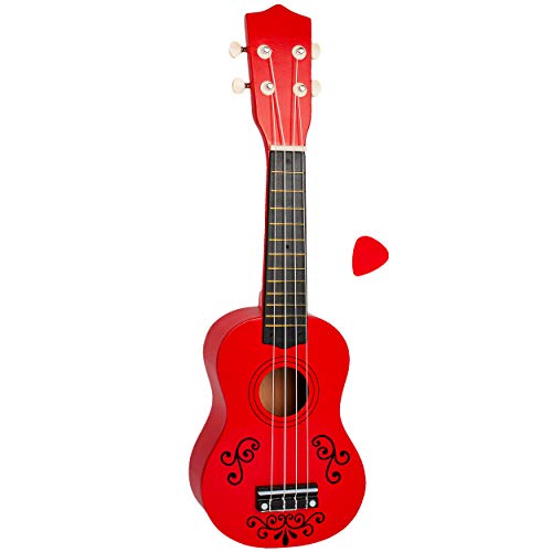 alles-meine.de GmbH Ukulele - aus Holz - Motiv & Farbwahl - rot & Schwarze Ranken - 55 cm / 21 inch - Klassik - akustische - Kinder & Erwachsene - mit Plektrum - 4 Saiten/Seite.. von alles-meine.de GmbH