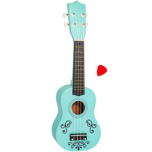 alles-meine.de GmbH Ukulele - aus Holz - Motiv & Farbwahl - türkis blau & Schwarze Ranken - 55 cm / 21 inch - Klassik - akustische - Kinder & Erwachsene - mit Plektrum - 4 Saiten.. von alles-meine.de GmbH