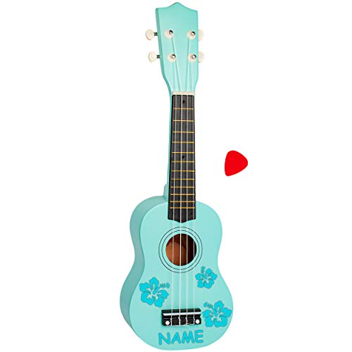 alles-meine.de GmbH Ukulele - aus Holz - Motiv & Farbwahl - türkis blau & türkis Blumen & Blüten - inkl. Name - 55 cm / 21 inch - Klassik - akustische - Kinder & Erwachsene - mit.. von alles-meine.de GmbH