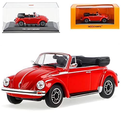 alles-meine.de GmbH Volkwagen Käfer 1303 Cabrio Rot Offen 1972-1975 1/43 Minichamps Maxichamps Modell Auto mit individiuellem Wunschkennzeichen von alles-meine.de GmbH