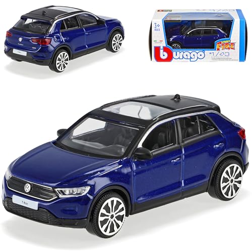 alles-meine.de GmbH Volkwagen T-ROC SUV Blau mit Dach in Schwarz Ab 2017 1/43 Burago Modell Auto mit individiuellem Wunschkennzeichen von alles-meine.de GmbH