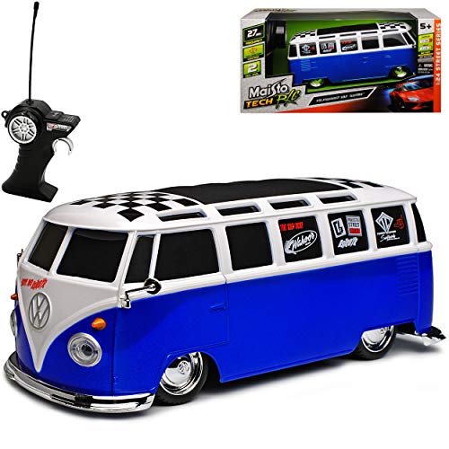 alles-meine.de GmbH Volkwagen T1 Blau mit Weiss Samba Bully Bus 1950-1967 27 MHz RC Funkauto 1/24 Modell Auto mit individiuellem Wunschkennzeichen von alles-meine.de GmbH