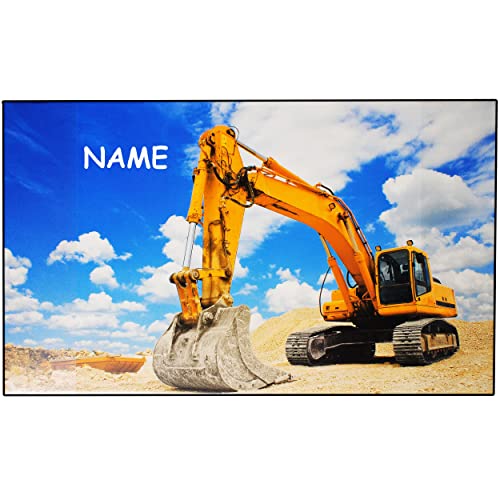 alles-meine.de GmbH XL Schreibtischunterlage/Unterlage - Bagger auf der Baustelle - incl. Name - 68 cm * 45 cm - Tischunterlage/Knetunterlage/Bastelunterlage - abwaschb.. von alles-meine.de GmbH