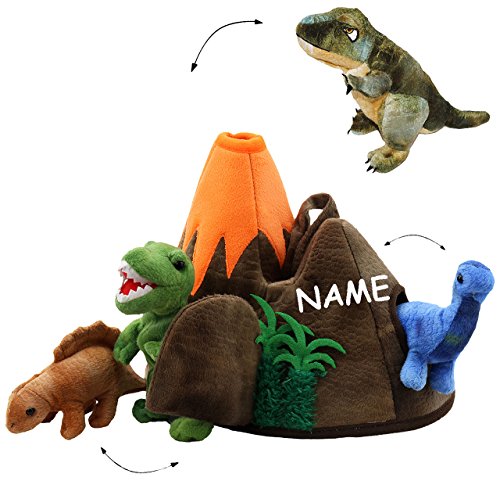 alles-meine.de GmbH XL Set 3 Stück Fingerpuppen + große Dinowelt - Spielset - incl. Name - Dinosaurier/Tyrannosaurus Rex - Handspielpuppen - Handpuppe für Finger - Tiere Dino.. von alles-meine.de GmbH