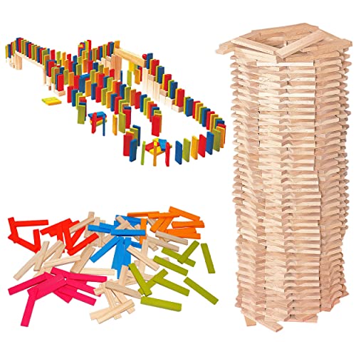 alles-meine.de GmbH XL Set 400 Stück - Holz - Bausteine - Natur & BUNT - ideal für Domino Rally - Bunte Steine & Natur Baustein - Baukasten/Holzbaukasten - Holzbausteine BRIC.. von alles-meine.de GmbH