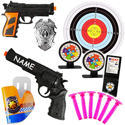 alles-meine.de GmbH XL Set Dartspiel - Pistole & Gewehr incl. 3 Zielscheiben & Munition - mit Name - aus Kunststoff - Saugnapf Spielzeug - für Kinder - drinnen und draußen Sp.. von alles-meine.de GmbH