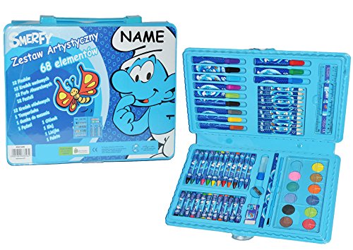 alles-meine.de GmbH XL Set Stifte-Koffer 66 TLG. - Die Schlümpfe incl. Name - Malkoffer mit Stiften und Farben - für Kinder Bastelset Malen Stifte basteln Schlumpf/Stiftekoffer.. von alles-meine.de GmbH