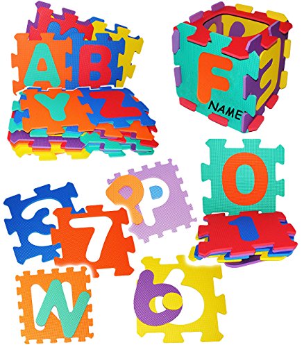 alles-meine.de GmbH XL Set: 4 qm - Puzzle Teppich aus Moosgummi - 36 Matten - Alphabet & Buchstaben - ABC A-Z & Zahlen - incl. Name - aus Schaumstoff - zum puzzeln/Puzzlete.. von alles-meine.de GmbH